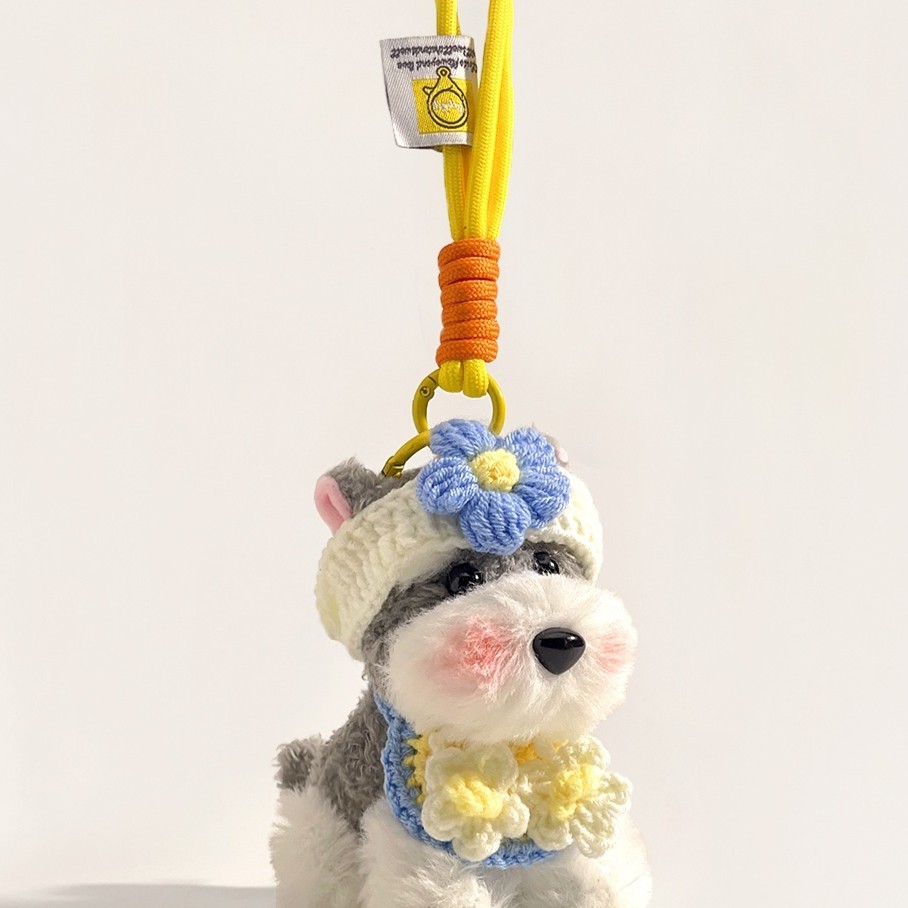 Cute Plush Puppy Schnauzer Doll And Bag Pendant