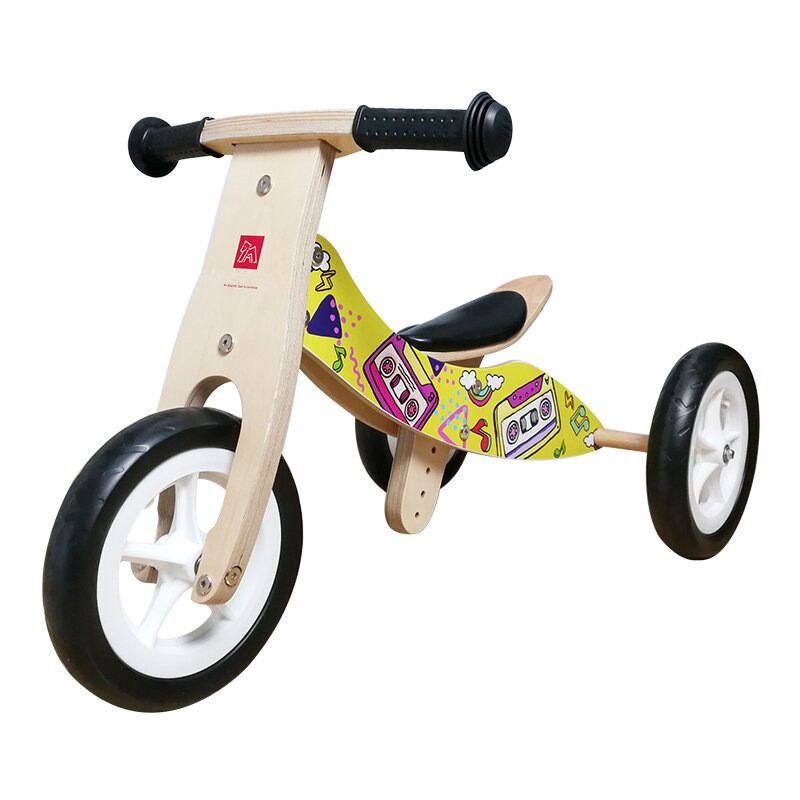 Children's Wooden Balance Car Tricycle Two-in-one Dual-use