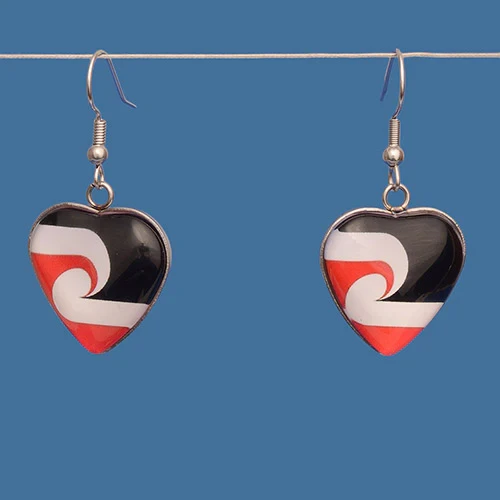 Tino Rangatiratanga flag Resin Heart Drop Earrings