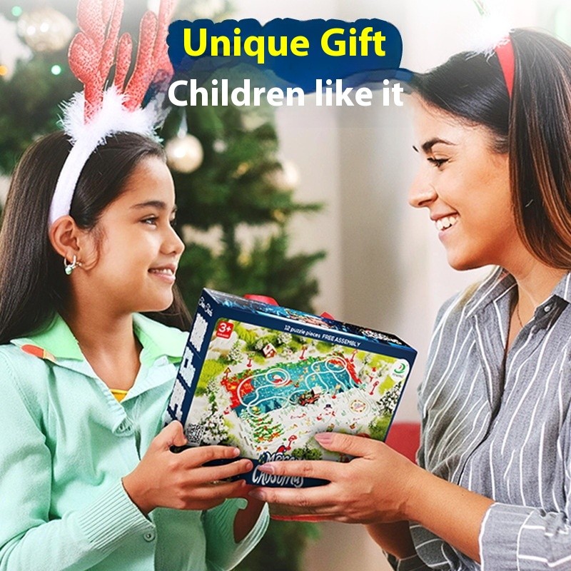 DIY And Versatile Assembly Of Children's Christmas Puzzle Track Car