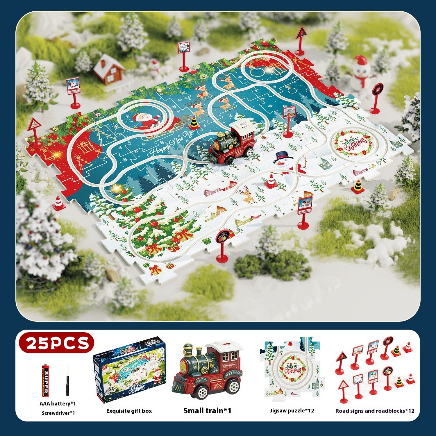 DIY And Versatile Assembly Of Children's Christmas Puzzle Track Car