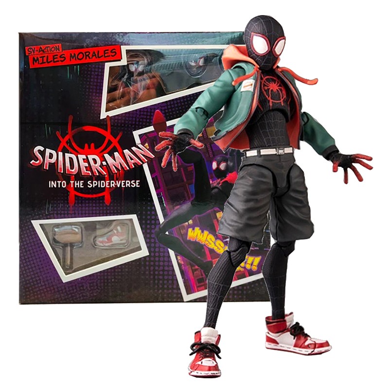 Sv Action Spiderman Miles Morales Action Figure - Sentinel Marvel Spider-Man Into the Spider Verse Model Toys