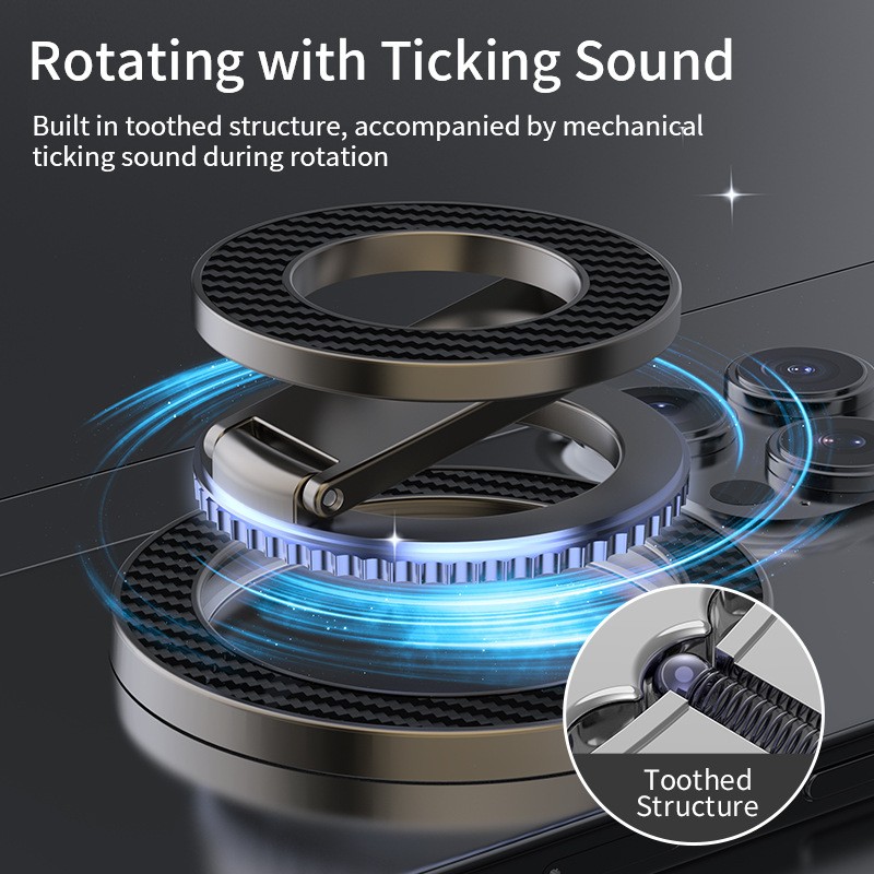 360 Degrees Rotating Car Folding Double-sided Magnetic Fastened Ring Mobile Phone Holder