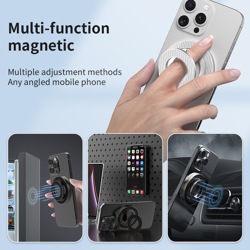 360 Degrees Rotating Car Folding Double-sided Magnetic Fastened Ring Mobile Phone Holder