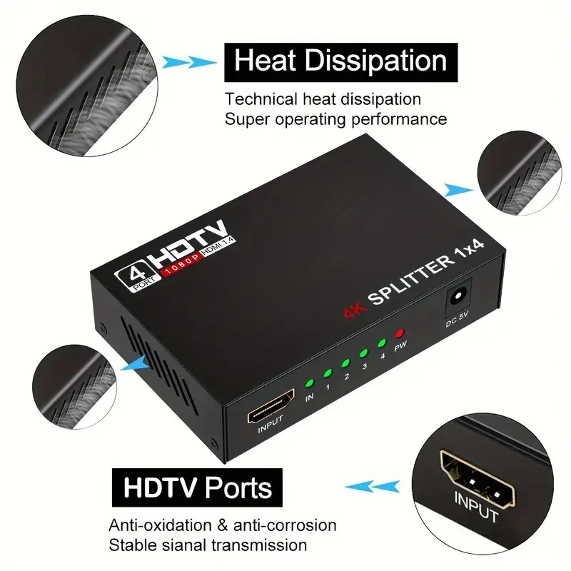 HDTV Splitter 1x4 | 2.54 Cm 4 Out