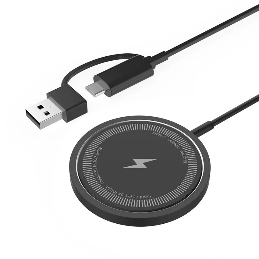 20W Magnetic Wireless Charger for iPhone 15, 14, 13, 12 Pro Max - USB Type C Quick Charging Phone Fast Charger Cable Accessories