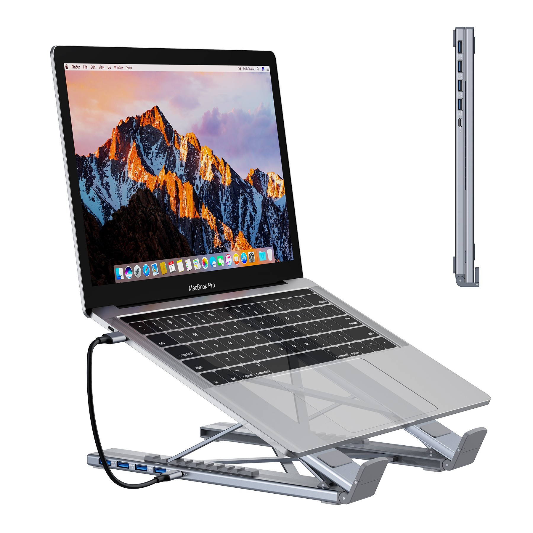 Aluminum Alloy HUB Multi-interface HDMI 8 In 1 Docking Station Laptop Stand