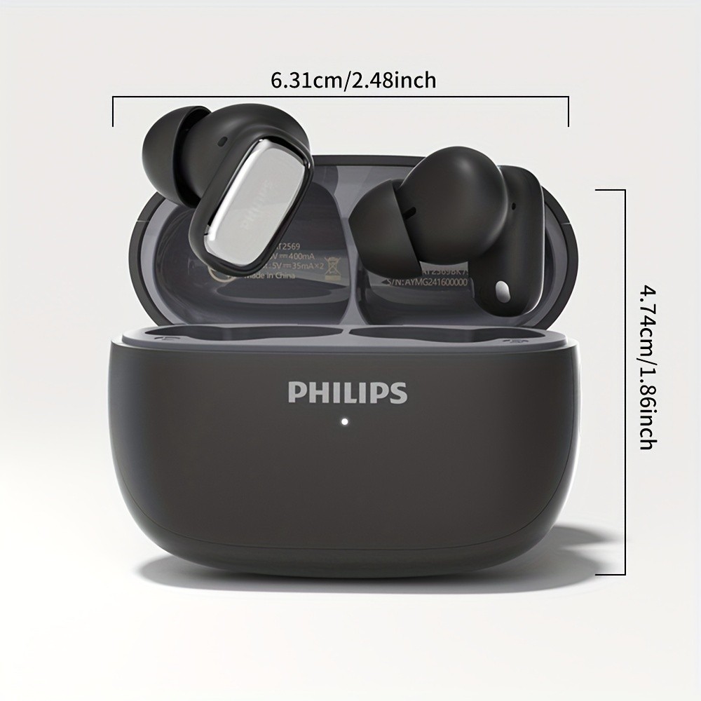 Philips BT5.4 In-Ear Earphones with Wireless Charging Case  24-Hour Playtime, Game Modes, Built-in Mic, Touch Control