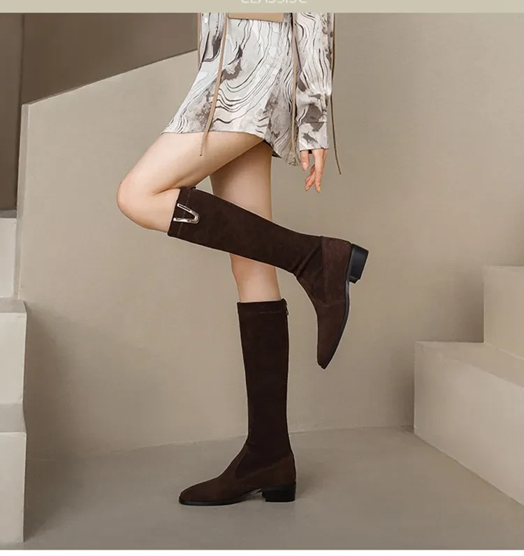 Below The Knee Women's Over-the-knee Skinny Low Heel Large Size Boots