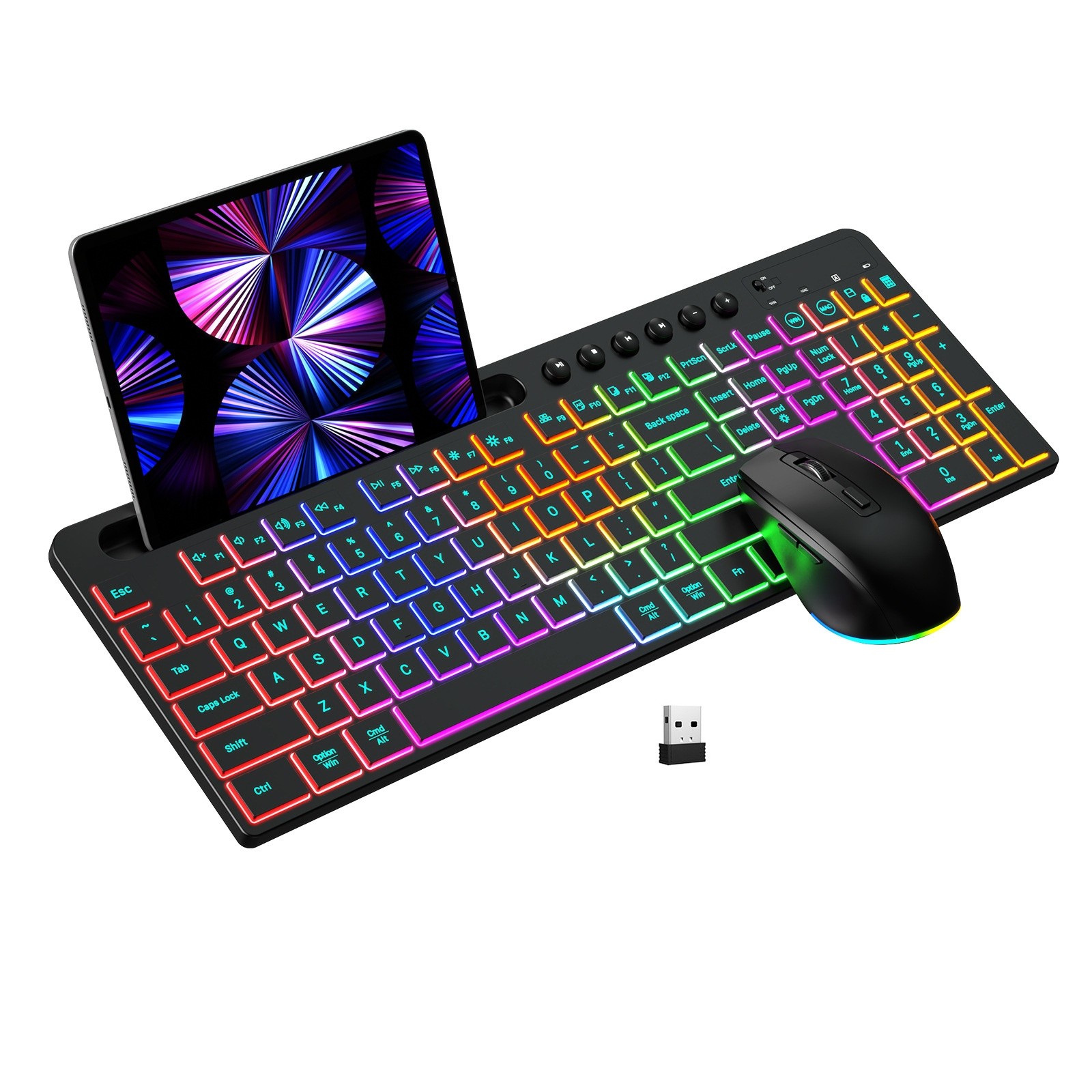 Wireless Keyboard And Mouse One-piece Set With Card Slot Luminous Ergonomic Business Office