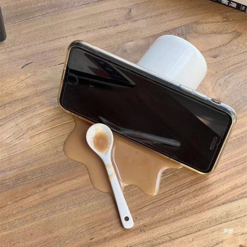 Overturned Coffee Decoration Toy Funny Gift Mobile Phone Holder