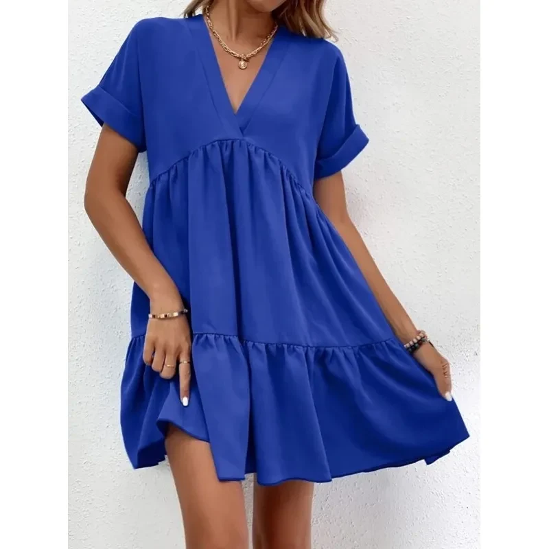 New Short-sleeved V-neck Dress Summer Casual For Women