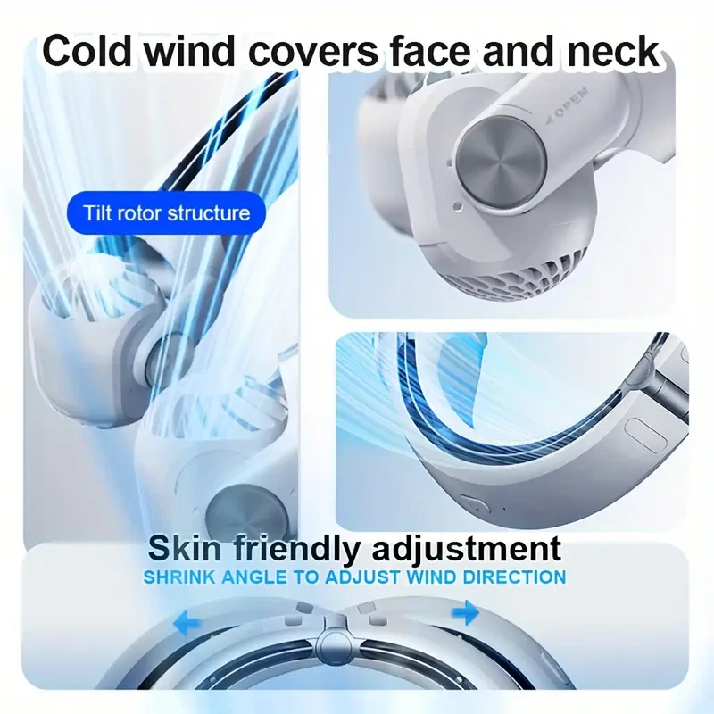 Bladeless Wearable Neck Fan with Rotatable Airflow