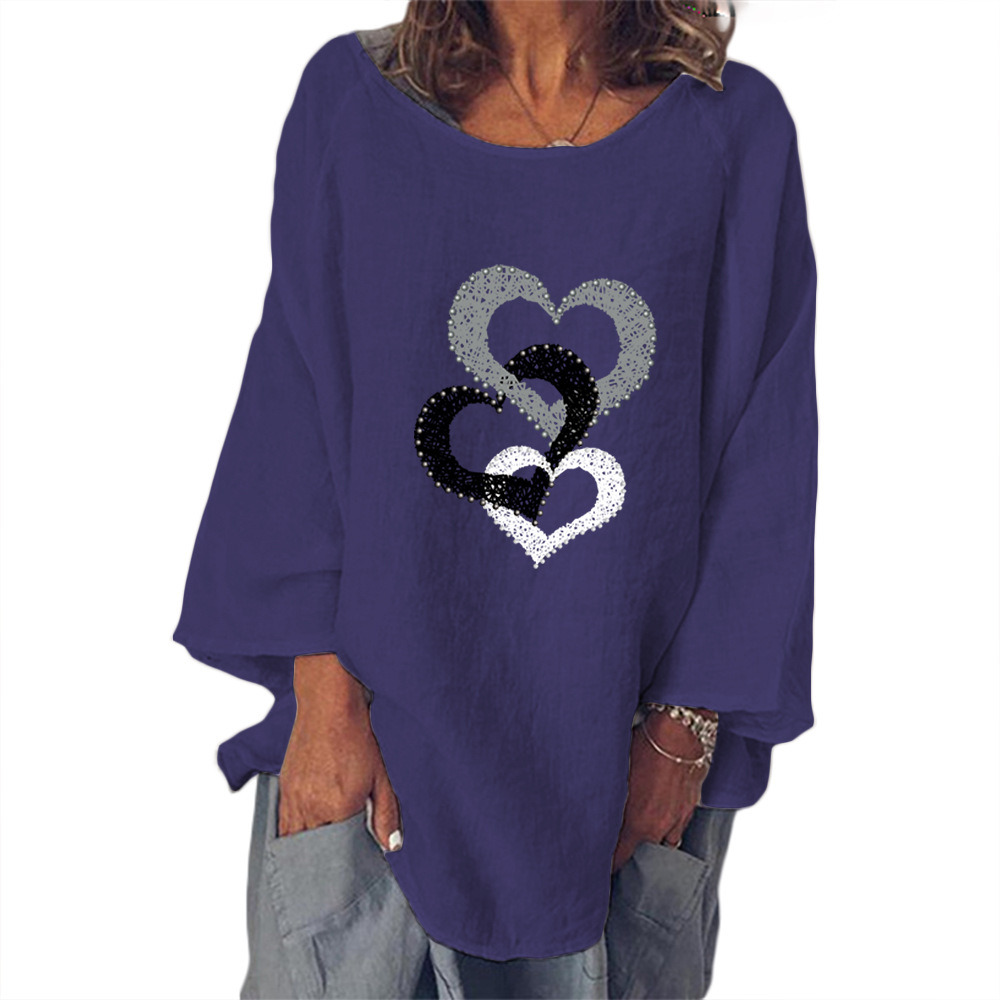 Women's Heart-shaped Printed Loose Top