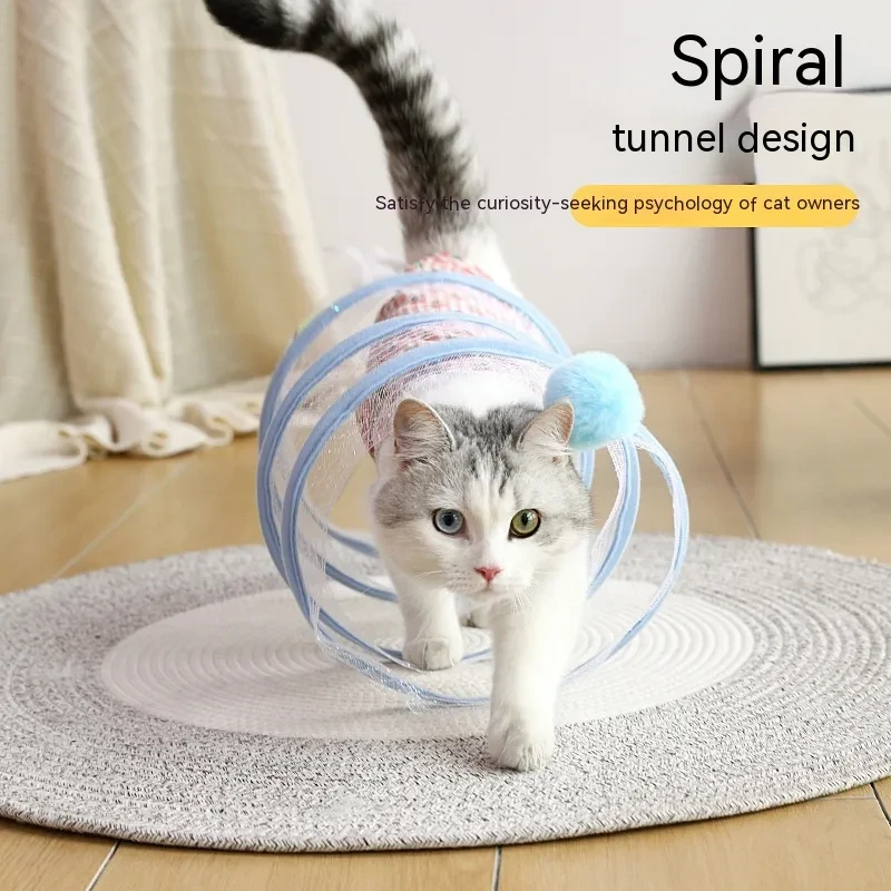Folded Cat Tunnel S Type Cats Tunnel Spring Toy Cat Supplies