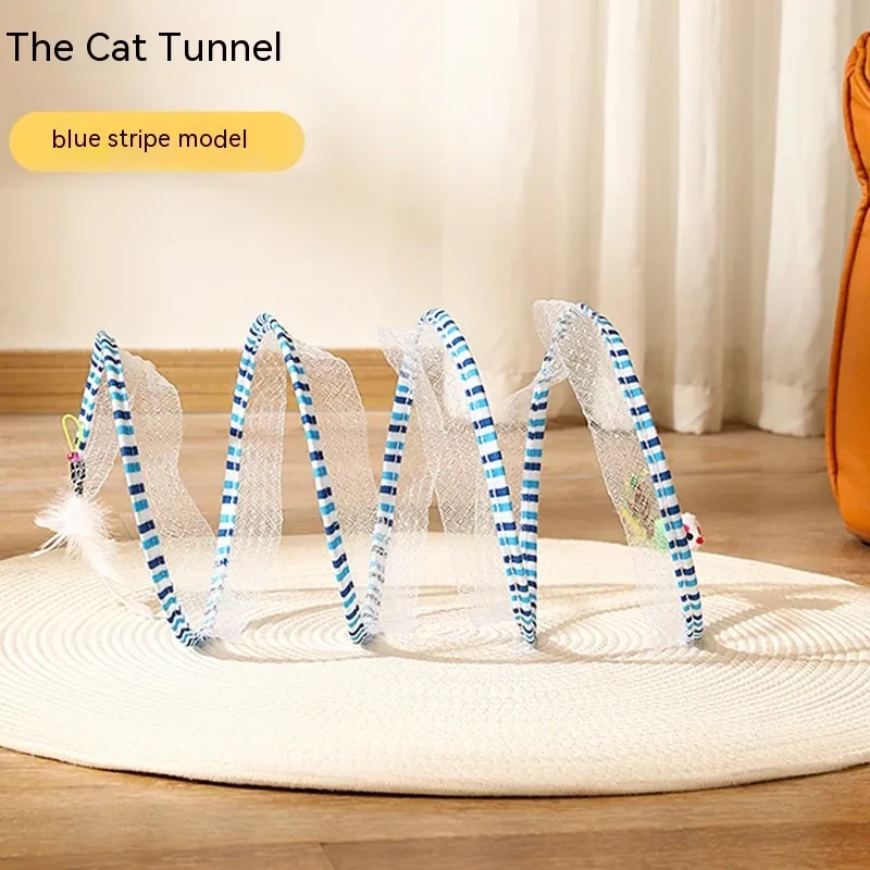 Folded Cat Tunnel S Type Cats Tunnel Spring Toy Cat Supplies