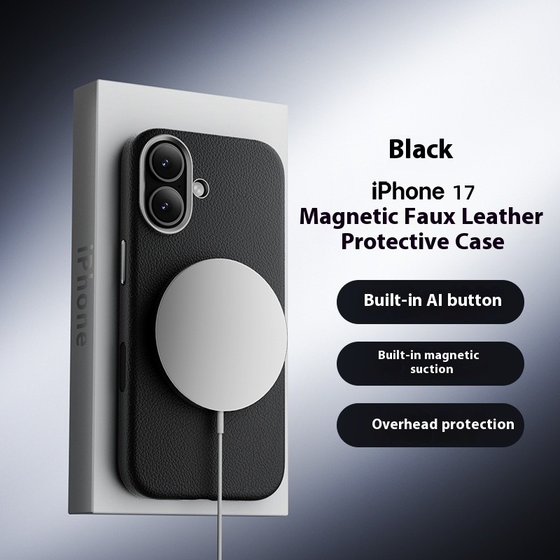 Applicable To Integrated AI Plain Leather Phone Case Built-in Magnetic Suction