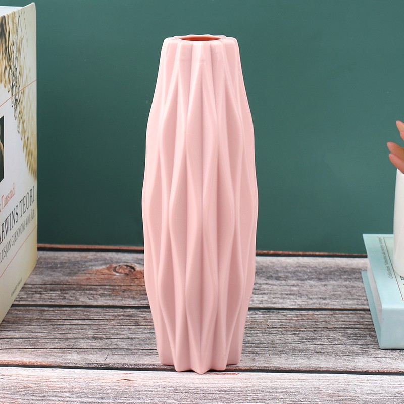 1PC White Imitation Ceramic Flower Vase - Elegant Home Decoration Plastic Flower Pot for Living Room Flower Arrangements
