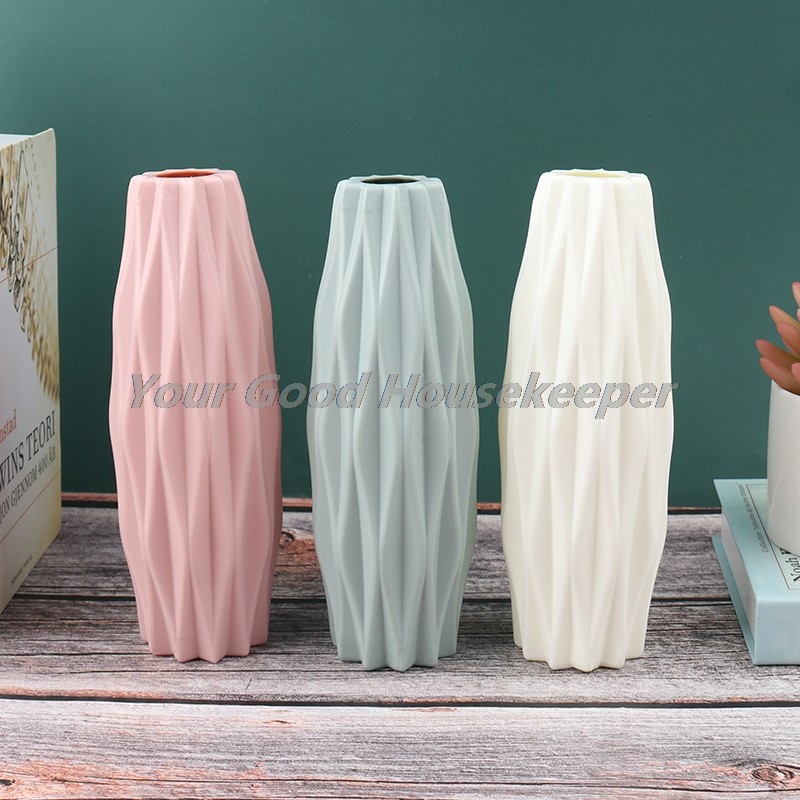 1PC White Imitation Ceramic Flower Vase - Elegant Home Decoration Plastic Flower Pot for Living Room Flower Arrangements