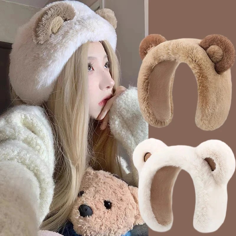 Womens Earmuffs Cartoon Little Bear Warm Earmuffs Winter