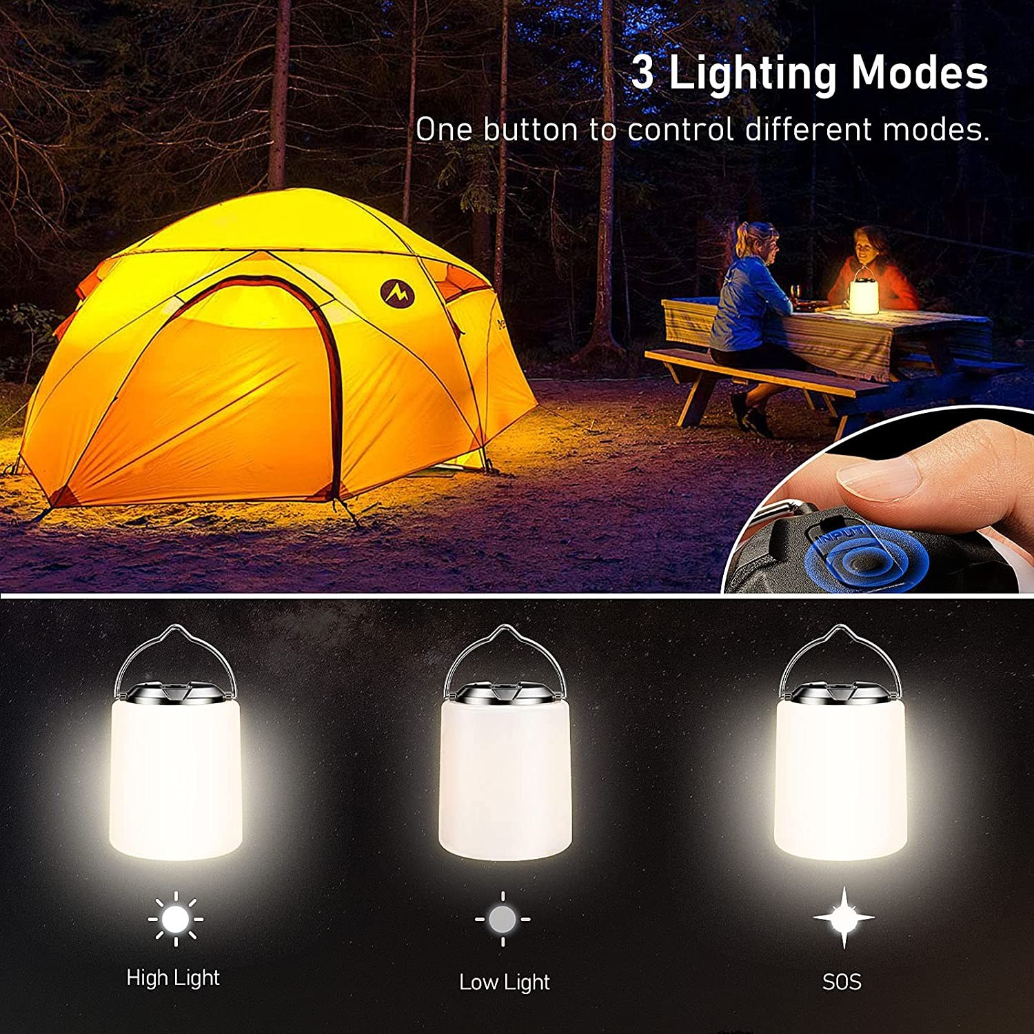 Rechargeable Camping Light Flashlight Lantern - 3000K Warm White Light Waterproof LED Flashlight for Camping and Hiking Supplies