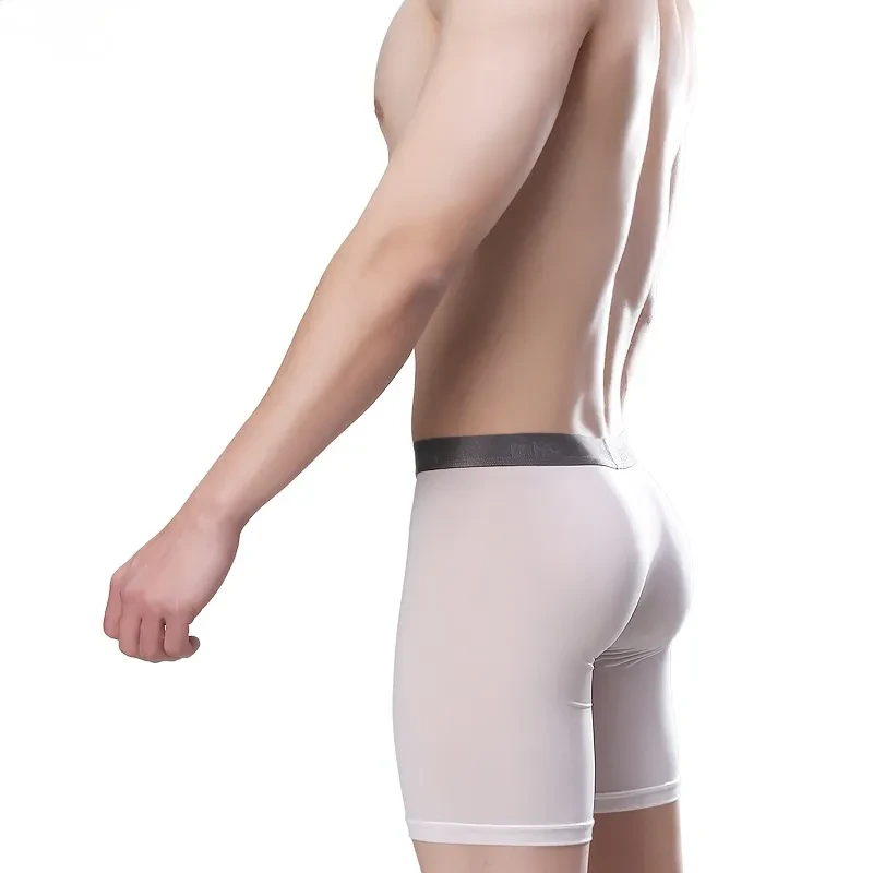 Long-legged Men's Boxer Training Anti-wear White