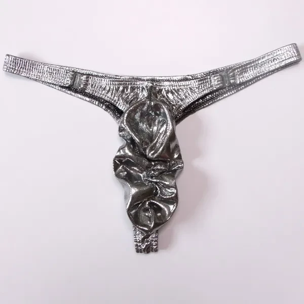 Low-waist Thin Belt Transparent Button-down Underpants Silver
