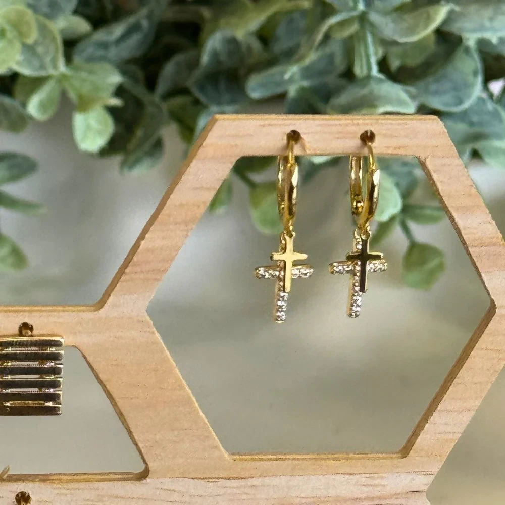 Earrings - Huggies Sleeper Petite - Cross