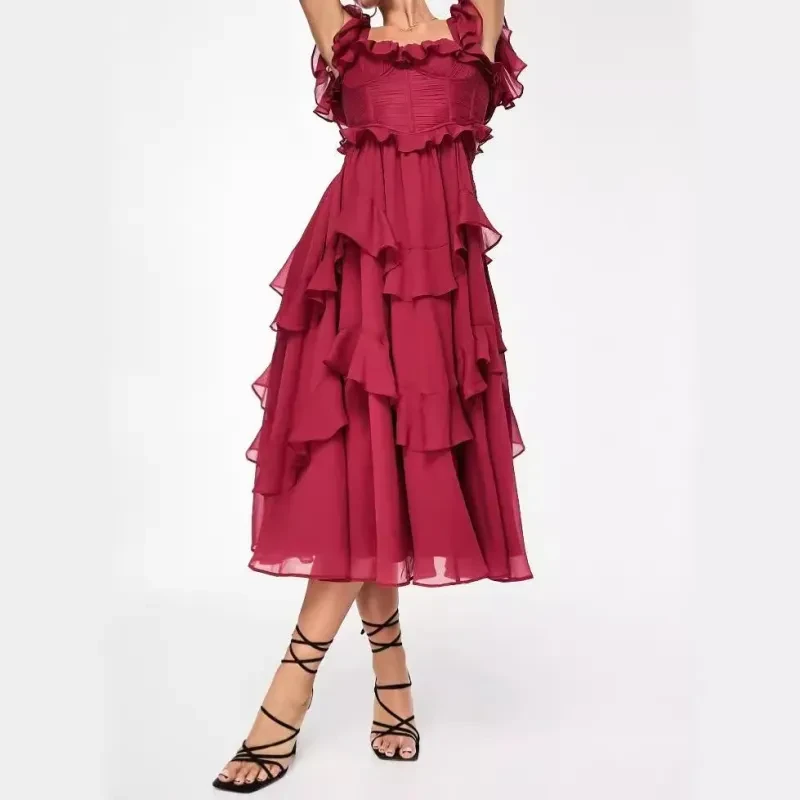 Ruffled Backless Summer Dress For Party Women Clothing