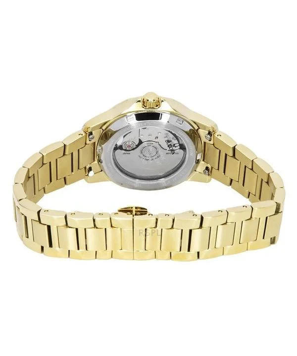 Bulova Marine Star Gold Tone Stainless Steel Black Mother Of Pearl Dial Automatic 97P171 100M Women's Watch