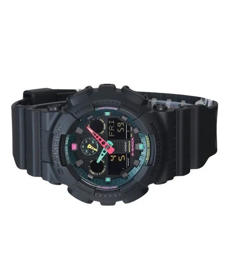Casio G-Shock Analog Digital Multi Fluorescent Accents Series Resin Strap Black Dial Quartz GA-100MF-1A 200M Men's Watch