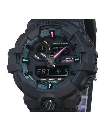 Casio G-Shock Analog Digital Multi Fluorescent Accents Series Resin Strap Black Dial Quartz GA-700MF-1A 200M Men's Watch