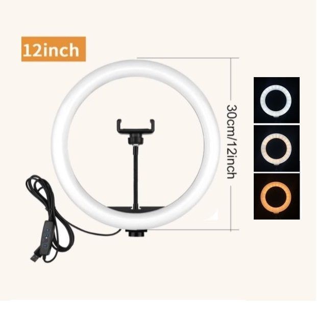 LED Selfie Ring Light Set, 30CM Light, 210CM Height, Camera Remote