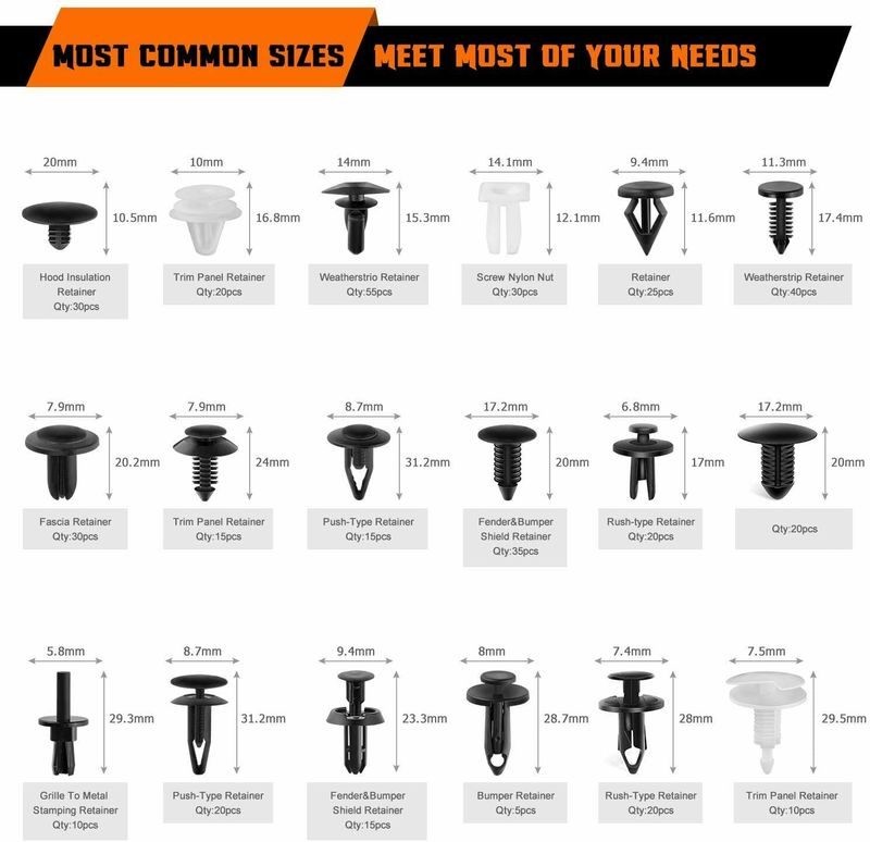 445pcs Car Push Retainer Clips Bumper Rivets Dash Removal Tools Kit