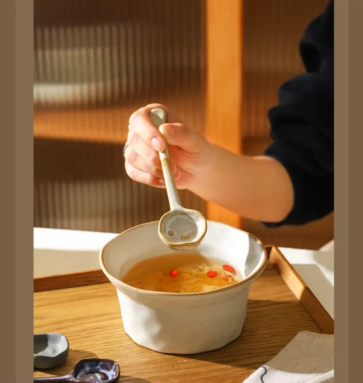 Ceramic Long Handle Small Spoon Household Dining Spoon