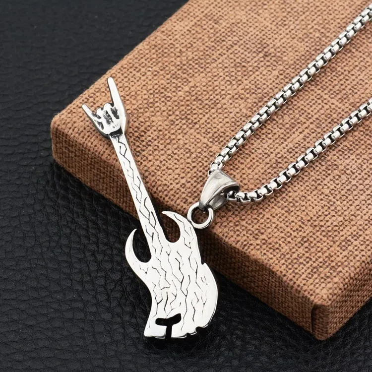Rock Skull Guitar Pendant