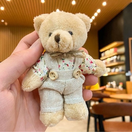 Cartoon Key Button Plush Sackcloth Bear Doll Schoolbag Pendant