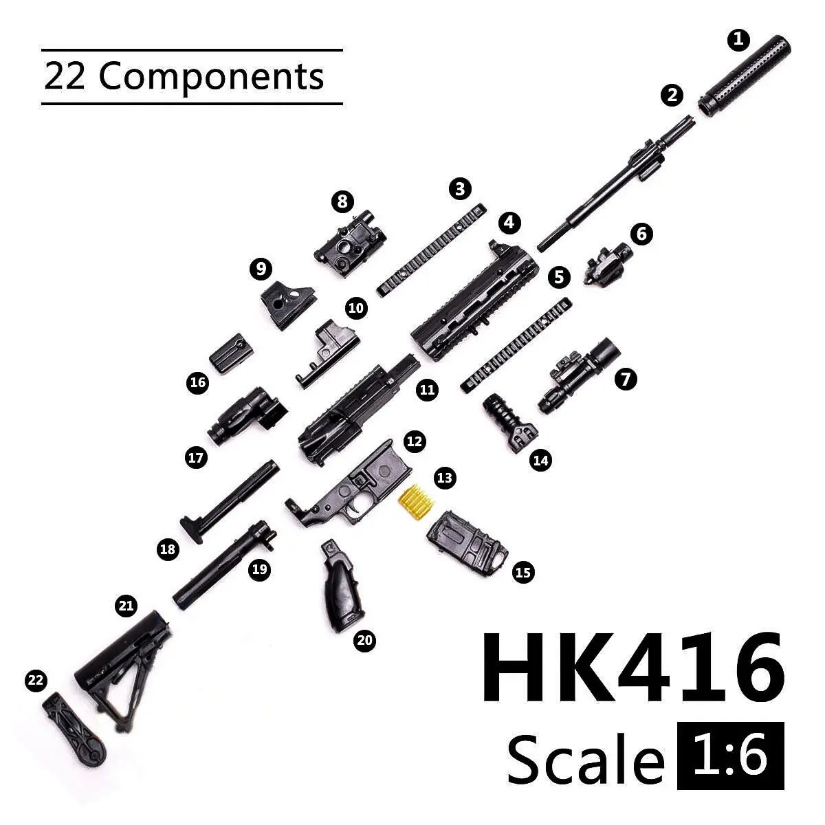 1:6 PUBG M416 HK416 Rifle Assembly Gun Model