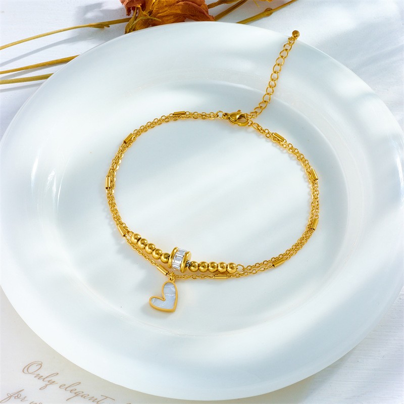 Golden Heartbeat Dual Chain Anklet