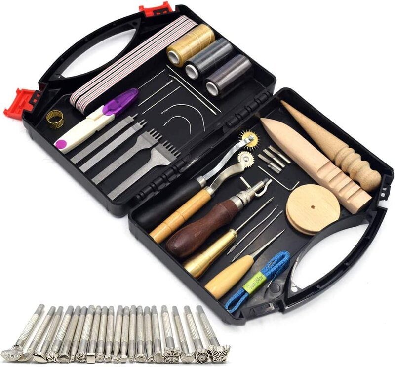 59pcs Leather Repair Stitching Carving Sewing Working Craft Tools Kit