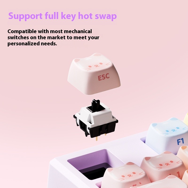 Colored Sugar Cat Mechanical Keyboard The Third Mock Examination Bluetooth
