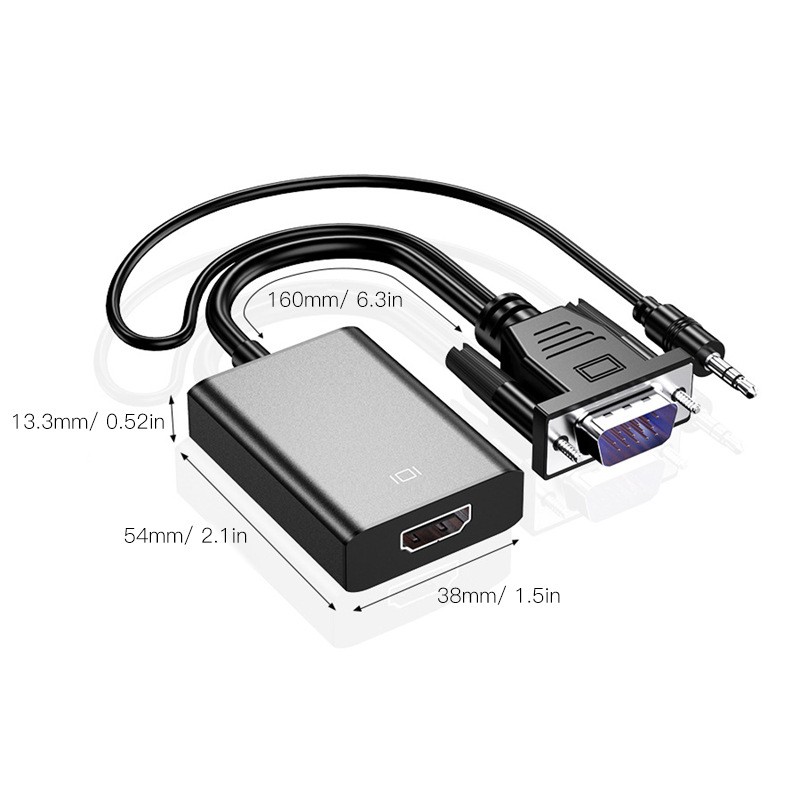 VGA To HDMI Adapter Cable With Audio Power Supply 1080p Plug And Play