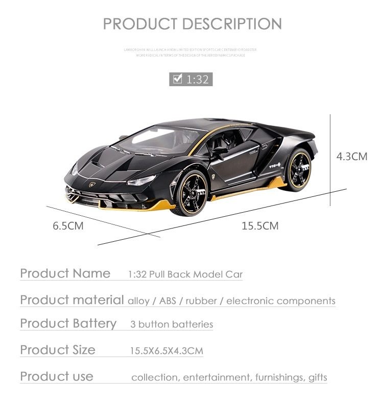 Die Cast Car, Lamberghini 770 Model, 1:32.