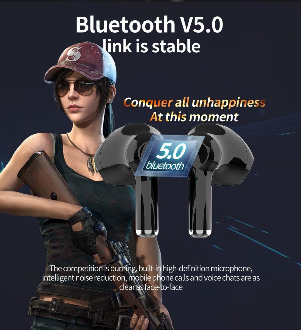 Zealot T3 TWS Wireless Earbuds, Noise Canceling, High Quality Sound, Black