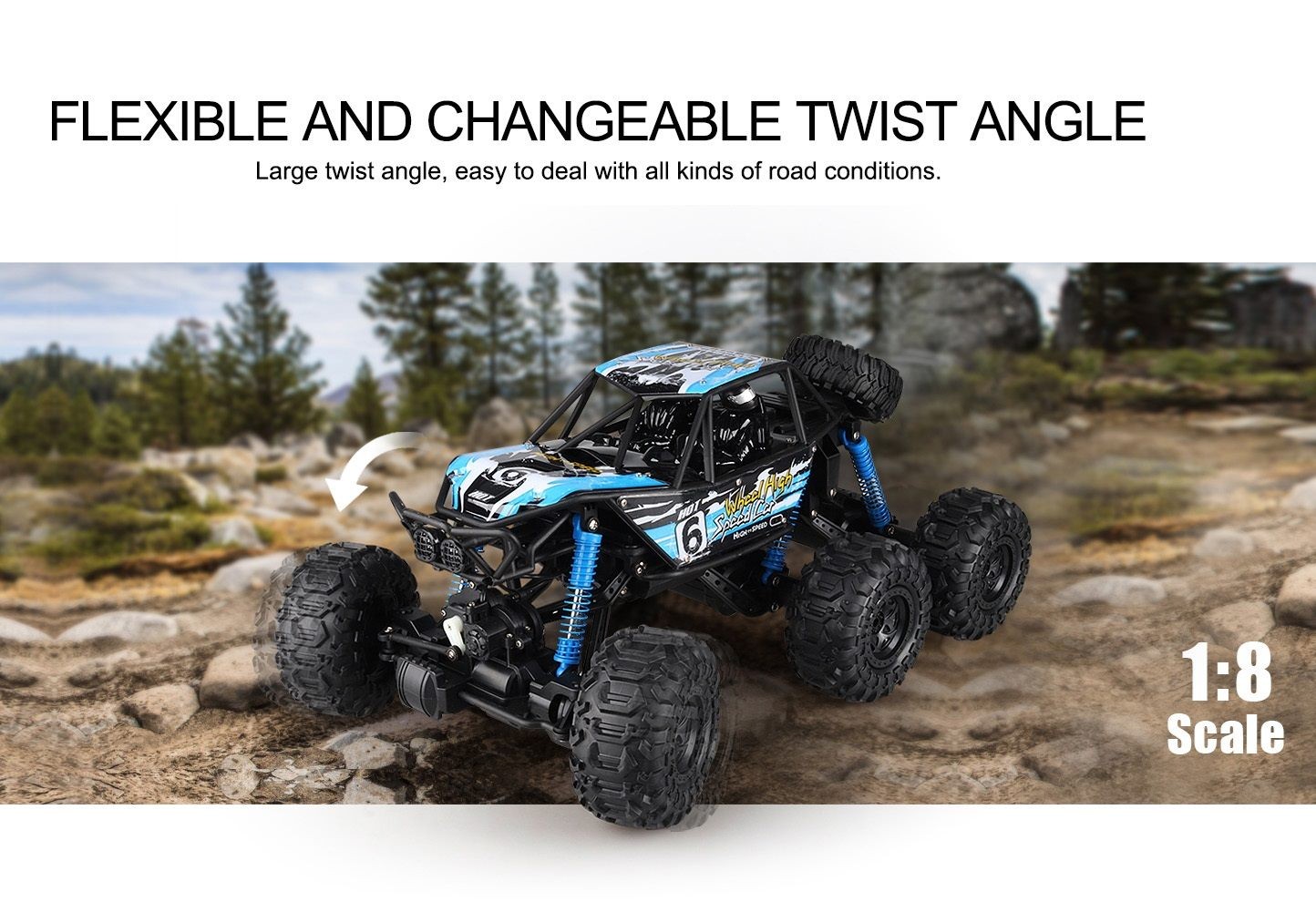 RC Car, Remote Control 6 Wheels, Waterproof Climbing Car, 1:8 Super Big, Orange