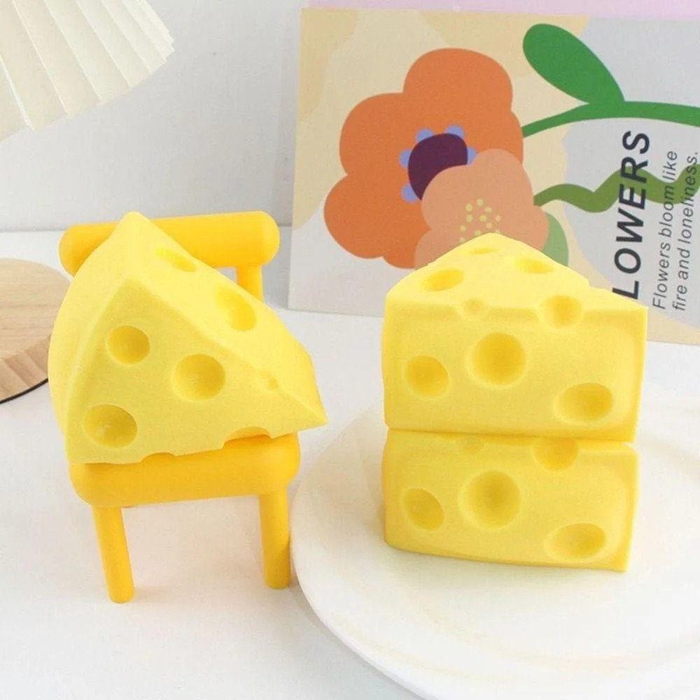 Squeeze Toy Simulation Cheese  Sticky Soft Decompressing Pinching Cheese