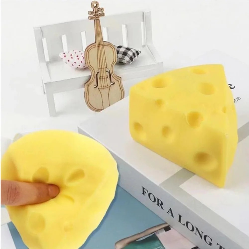 Squeeze Toy Simulation Cheese  Sticky Soft Decompressing Pinching Cheese