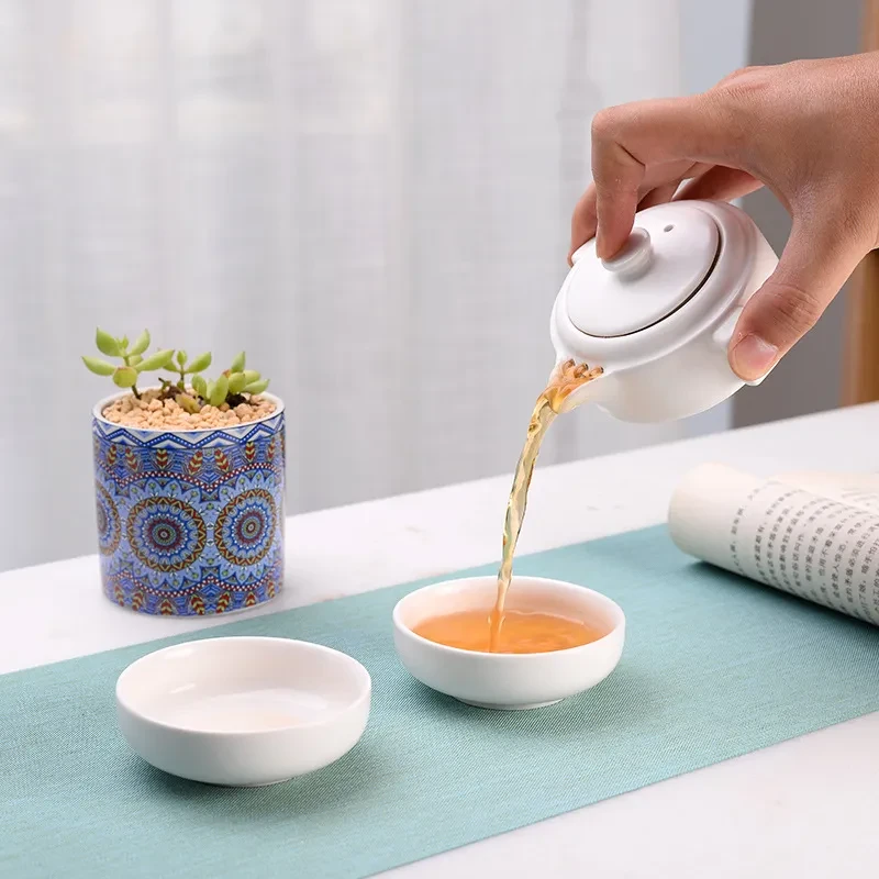 Travel Tea Set, Portable Bag, One Pot, Two Or Four Cups, Fast Passenger Cup, Car Kung Fu Teapot Logo Customization