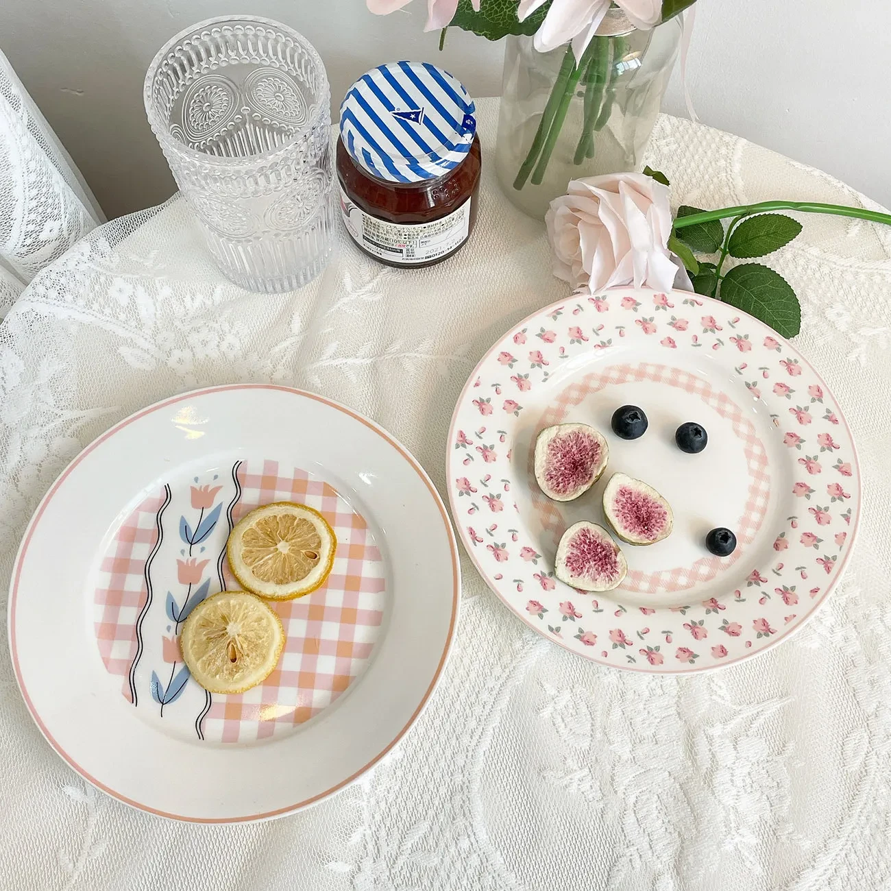 Cute Girl With Breakfast Ceramic Plate Dessert