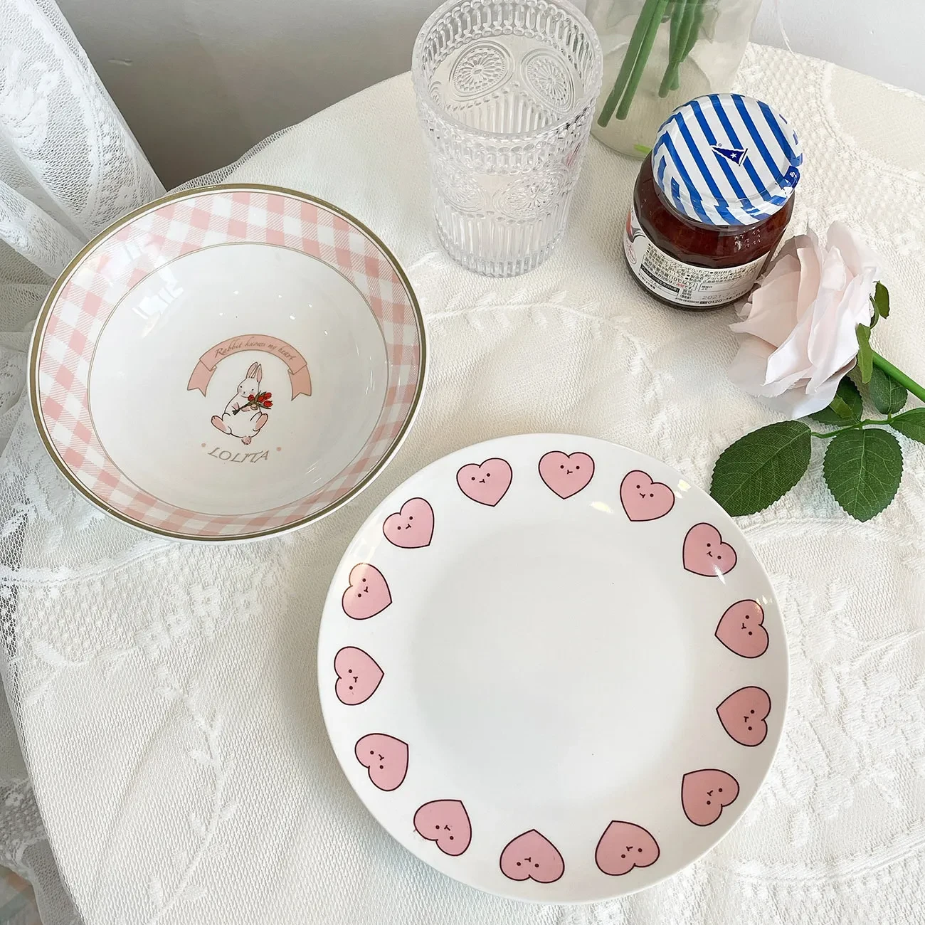 Cute Girl With Breakfast Ceramic Plate Dessert